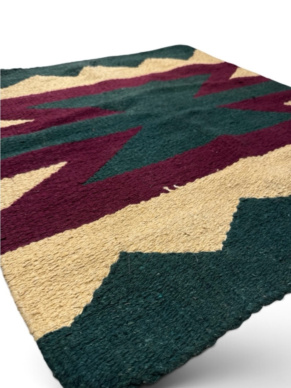 Vintage Hand Loom Southwest Geometric Area Rug Made in India 29.5” x 33”